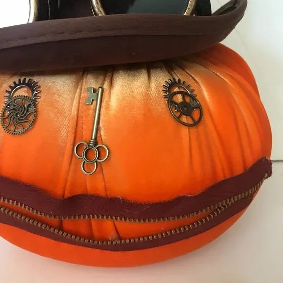 Orange Steampunk Velvet Pumpkin 🎃 - Picture 2 of 12